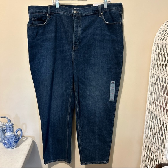 Old Navy Sky Hi Jeans Women’s 24 Straight Extra High Rise Stretch Mom Dark Wash - Picture 1 of 15
